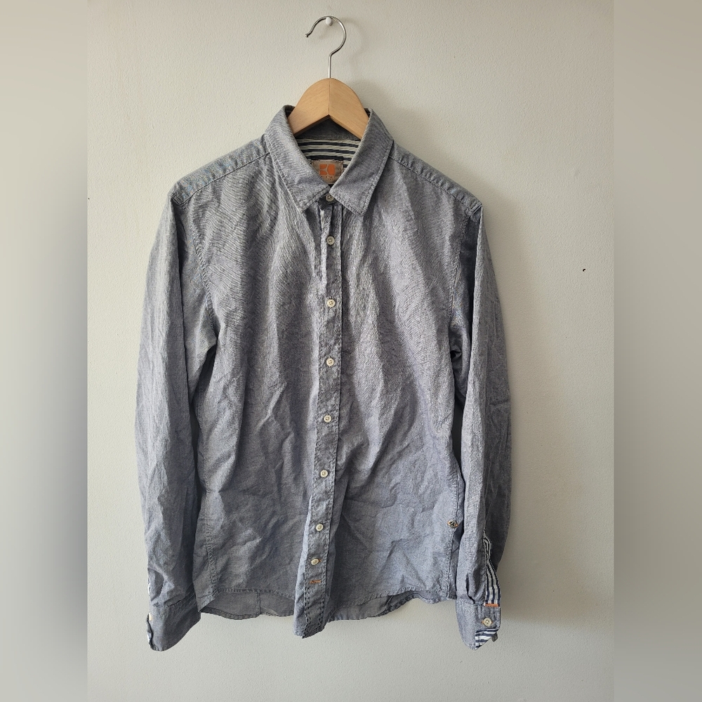 Hugo Boss Orange Button Up Shirt, Medium, Grey-Blue